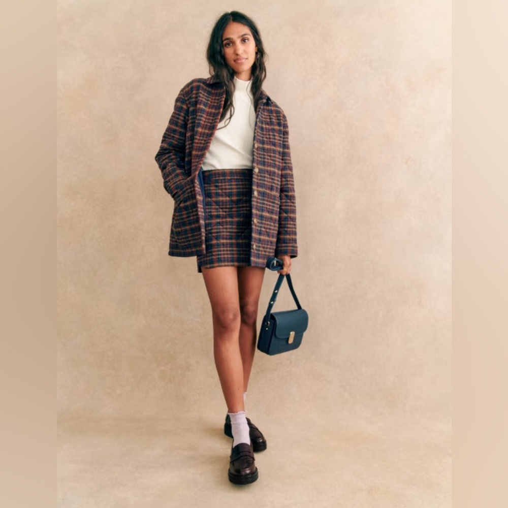 Sezane Ivan Tartan Plaid Set Will Jacket (L) Tanya Skirt (US8)